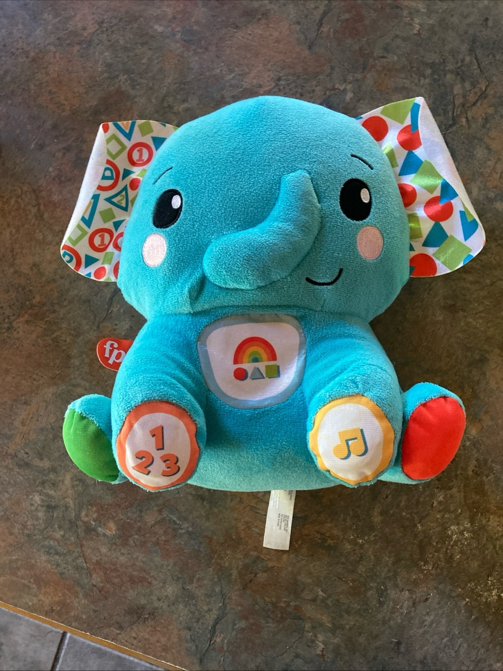 Fisher-Price lights and learning plush elephant musical abc’s numbers clean